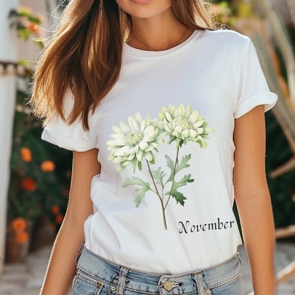 Sierra K Other - November Birthday Birth Flower Plant Graphic Gift Fall Season Unisex T-Shirt